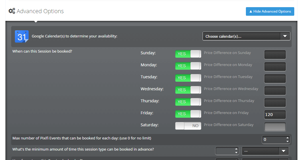 Booking Features Google Calendar
