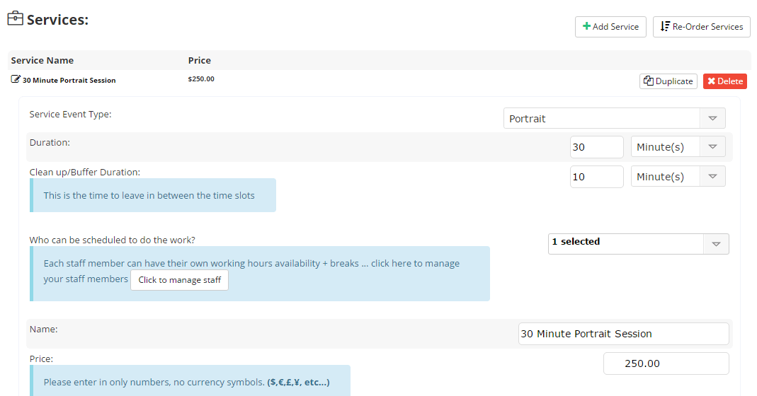 Booking Features Services